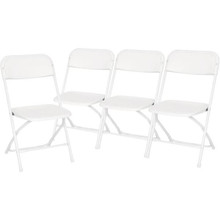 Set of 4 Premium White Plastic Folding Chairs - 650 lb. Capacity