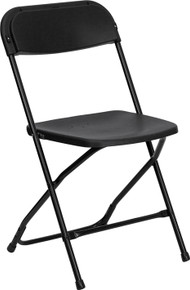 Black Plastic Folding Chair - 650 lb Capacity Comfortable Event Chair  - Lightweight