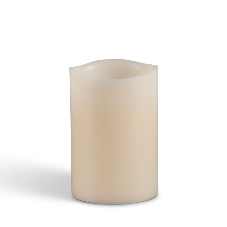 Flameless 6"H x 4" Wavy Bisque Pillar Candles