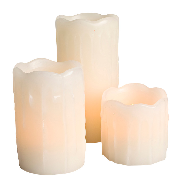 Drip Bisque Flameless Pillar Timer Candles