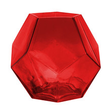 Case of 12 - 6" Geometric Red Glass Vases Candle Holder