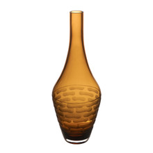 Case of 6 - Decorative Amber Gold Glass Vase H-14.5" D-1.5" Body Width-5.5"