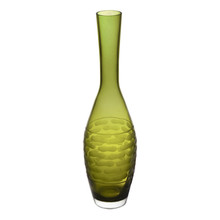 Case of 6 - Olive Green Decorative Bottle Glass Vase H-15" D-1.75"