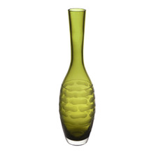 Case of 12 - Decorative Olive Green Glass Vase H-13" D-1.5"
