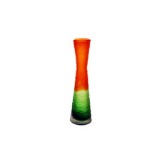 Case of 6 - Carved Orange and Green Color Vintage Style Glass Vase H-11" D-2.75"