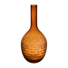 Case of 6 - Decorative Amber Carved Glass Vase H-14.5" D-1.5"
