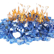 40 lbs - Light Blue Reflective Fire Pit Glass, 1/2"