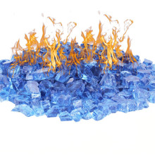40 lbs - Light Blue Fire Pit Glass, 1/2"