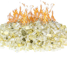 Case of 40 lbs - Gold Reflective Fire Pit Glass, 1/2"