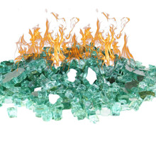40 lbs - Light Green Reflective Fire Pit Glass, 1/2" (Wholesale 40 Lbs)