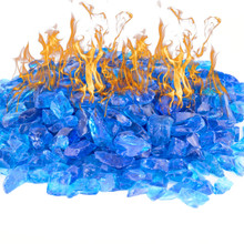 40 lbs - Aqua Blue Fire Pit Glass Stones, 1/2"