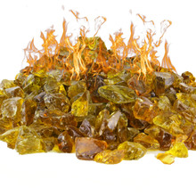 40 lbs - Amber Fire Pit Glass Stones, 1/2"
