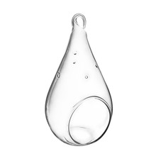 Case of 36 - Glass Hanging Teardrop Plant Terrarium Candle Holder, H-7.25" W-3.5"