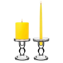 Case of 24 - Bubble Glass Dual Use Pillar Taper Candle Holder, H-4.5" W-3.25"