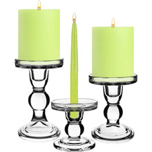 Case of 72 - Glass Candle Holder Set of 3 (D-3" H-3.5" | 4.5" | 5.5")