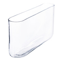 Case of 4 - Glass Rectangle Round Edge Oval Vase, L-16"x W-3"x H-8"