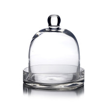 Case of 4 - Glass Bell Dome Cloche With Glass Tray Base, H-8" D-7"