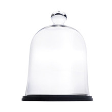 Case of 2 - Glass Bell Dome Cloche With Black Wood Base, H-17" D-13"