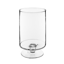 Case of 4 - Glass Short Stem Candle Holder, H-13.5" D-8"