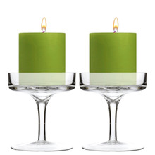 Case of 36 - Glass Long Stem Candle Holder, H-4" D-3.5"