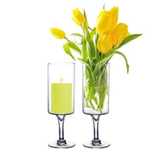 Case of 4 - Glass Long Stem Candle Holder, H-20" D-6"