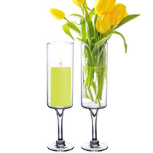 Case of 4 - Glass Long Stem Candle Holder, H-24" D-6"
