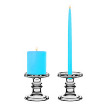 Case of 12 - Classic Glass Dual Use Pillar Taper Candle Holder, H-4.5" W-4.5"
