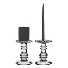 Case of 12 - Classic Glass Dual Use Pillar Taper Candle Holder, H-6.25" W-4.5"