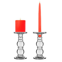 Case of 12 - Bubble Glass Dual Use Pillar Taper Candle Holder, H-7.25" W-3.5"