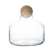 Case of 4 - Glass Terrarium Vase With Wood Ball Stopper, H-12" D-10.5"