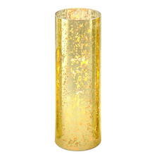 Case of 24 - Glass Hurricane Candle Holder Shade Gold Flecked Chimney Tube, H-10" D-3"