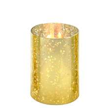 Case of 24 - Glass Hurricane Candle Holder Shade Gold Flecked Chimney Tube, H-6" D-4"