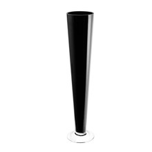 Case of 6 - Black White Glass Trumpet Vase, H-24" D-4.5"