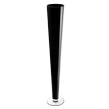 Case of 6 - Black Glass Trumpet Vase, H-32" D-4.5"