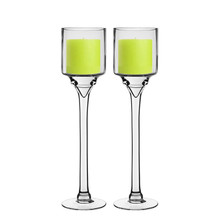Case of 6 - Glass Long Stem Candle Holder, H-16" D-4"