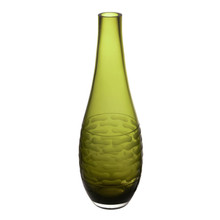 Case of 6 - Decorative Olive Green Bullet Shaped Glass Vase H-14.5" D-1.5"