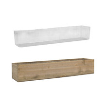 Case of 6 - Natural Wood Rectangle Planter Box With Plastic Liner, 5" x 28" x 4"
