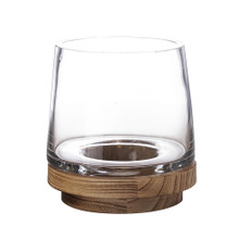 Case of 6 - Glass Tapered Terrarium Vase with Wood Base, H-6" W-5.5"