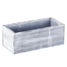 Case of 20 - White/Grey Wood Rectangle Planter Box With Plastic Liner, 5" x 10" x 4"