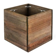 Case of 72 - Natural Wood Cube Planter Box with Plastic Liner, 3" x 3" x 3"