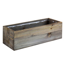 Case of 12 - Natural Wood Rectangle Planter Box With Plastic Liner, 5" x 13" x 4"