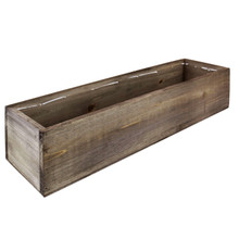 Case of 12 - Natural Wood Rectangle Planter Box With Plastic Liner, 5" x 17" x 4"
