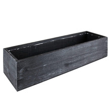 Case of 12 - Black Wood Rectangle Planter Box With Plastic Liner, 5" x 17" x 4"