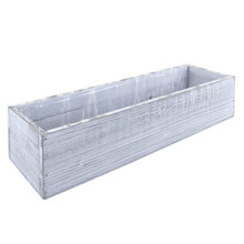 Case of 12 - White/Grey Wood Rectangle Planter Box With Plastic Liner, 5" x 17" x 4"