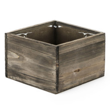Case of 24 - Wood Square Planter Box with Plastic Liner, 6" x 6" x 4"