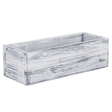 Case of 12 - White/Grey Wood Rectangle Planter Box With Plastic Liner, 5" x 13" x 4"