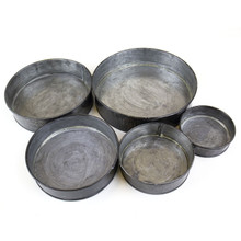 12 Sets of 5 - Rustic Industrial Iron Grey Zinc Metal Cylinder Planter Trays