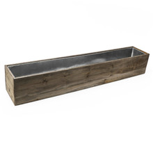 Case of 4 - Wood Rectangle Planter Box With Metal Zinc Liner, 4" x 22" x 4"
