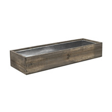 Case of 6 - Wood Rectangle Planter Box With Metal Zinc Liner, 6" x 18" x 3"