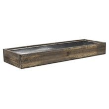 Case of 6 - Wood Rectangle Planter Box With Metal Zinc Liner, 6" x 24" x 3"